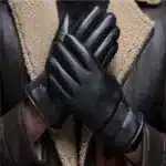 Touchscreen Leather Gloves – Winter Waterproof Windproof Fleece-Lined Outdoor Riding Gloves - Image 6