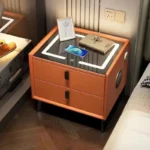 Modern Smart Bedside Table with Charging | USB LED Nightstand & Mini Locker Glass Cabinet for Bedroom - Image 2