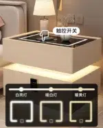 Modern Solid Wood Bedside Table with Wireless Charging | Smart 2 Drawers Nightstand with Lock – 40/45/50cm - Image 3