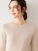 Women’s 100% Cashmere Sweater – Fall Winter Crew Neck Long Sleeve Pullover, Soft Knitted Top - Image 3