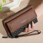 Classic Men's Faux Leather Wallet – Double Layer with Snap Closure, Zippered Card Holder & Photo Compartment, Color Blocking - Image 8