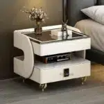 Nordic Smart Wireless Charging Nightstand | Luxury Solid Wood Bedside Table for Bedroom & Hotel - Image 2