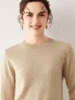 Women’s 100% Cashmere Sweater – Fall Winter Crew Neck Long Sleeve Pullover, Soft Knitted Top - Image 4