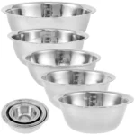5-Piece Stainless Steel Mixing Bowl Set – Multipurpose Nesting Bowls for Baking, Salad, and Food Storage (2600ML Max, Space-Saving)