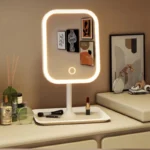 Rechargeable LED Vanity Mirror with 3 Color Dimmable Lights Touch Control Portable Makeup Mirror for Home and Travel