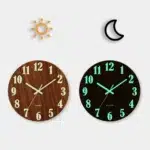 12 Inch Luminous Wooden Wall Clock Silent Non-Ticking Glow in Dark Nordic Wall Clock