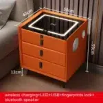 Modern Smart Bedside Table with Charging | USB LED Nightstand & Mini Locker Glass Cabinet for Bedroom - Image 3