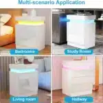 3-Drawer Wooden Nightstand with Charging Station | Bluetooth Light, UK Plug, 2AC+2USB Power Outlet for Bedroom & Living Room - Image 5