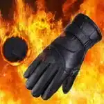 Touchscreen Leather Gloves – Winter Waterproof Windproof Fleece-Lined Outdoor Riding Gloves - Image 4