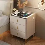 ModHomi Smart Nightstand Bedside Table | Wireless Charging, 3 Drawers, Fingerprint Lock & LED Cabinet - Bedroom Furniture - Image 3