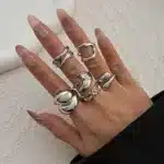 6Pcs Vintage Irregular Geometric Rings Set – Gold & Silver Open Rings for Women, Men, and Couples, Goth Punk Jewelry - Image 7