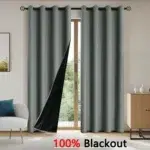 100% Blackout Curtain with Grommets for Bedroom and Living Room Solid Privacy Window Drapes