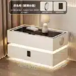 Nordic Decor Nightstand | LED Smart Storage Charging Speaker with 2 Drawers – Modern Pine Wood Bedside Table - Image 7