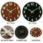 12 Inch Luminous Wooden Wall Clock Silent Non-Ticking Glow in Dark Nordic Wall Clock - Image 5