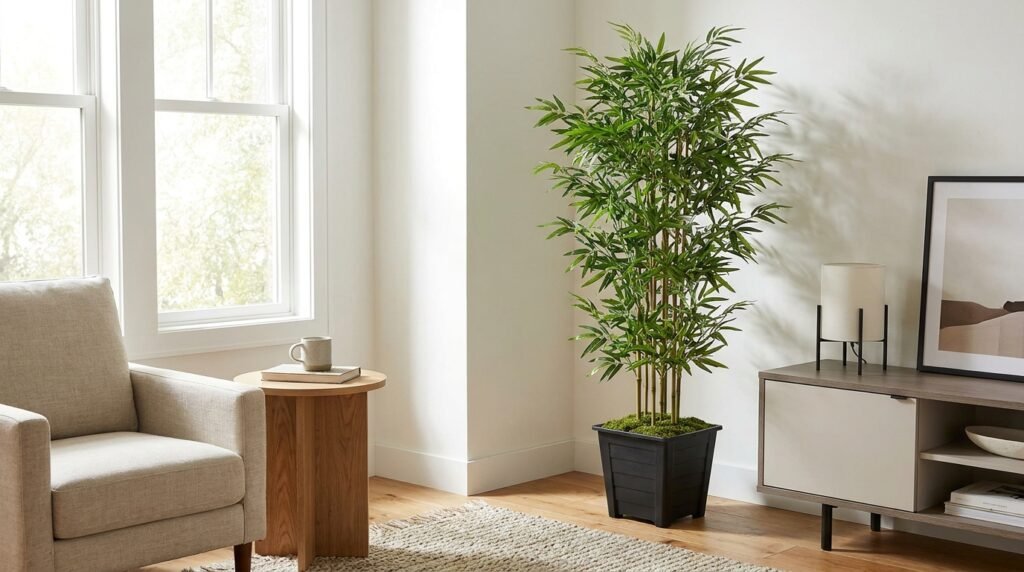 mcc direct artificial bamboo tree decorative artificial plant with plastic planter and artificial moss for house bedroom office review