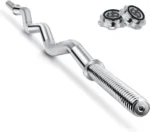 EZ Curl Bar 4ft 1'' Spinlock Standard - Curved Dumbbell Bar for Weight Lifting, Training Barbell, Gym & Home Fitness - Image 2