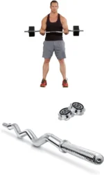 EZ Curl Bar 4ft 1'' Spinlock Standard - Curved Dumbbell Bar for Weight Lifting, Training Barbell, Gym & Home Fitness - Image 3