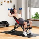 Adjustable Weight Bench with Resistance Bands - Folding Weight Bench for Full Body Home Workout, Quick Fold & Versatile