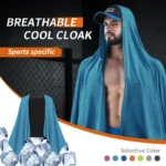 Cooling Hoodie Towel with UV Sun Protection - Absorbent Quick-Dry Neck & Face Wrap for Sport & Hot Weather