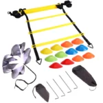 6M 12 Rung Speed Agility Ladder Training Set with Field Cones & Resistance Parachute - Footwork Training for Soccer & Football