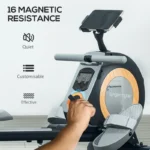 Folding Magnetic Rowing Machine with 16 Levels Quiet Resistance - Aluminium Slide Rail Rower for Home Gym Cardio - Image 3