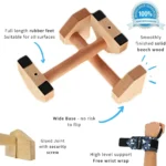 Wooden Push-Up Stand Bars - Non-Slip Parallettes Handles for Calisthenics, Strength Training & Home Fitness - Image 2