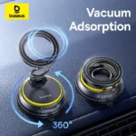 Magnetic Car Phone Holder Vacuum Suction Cup Stand - 360° Rotation Universal Mount for Gym & Driving