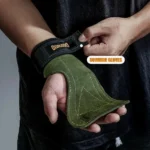 Gym Grip Gloves with Wrist Straps - Anti-Skid Cowhide Palm Protector for Weight Lifting, Deadlifts & Pull-Ups