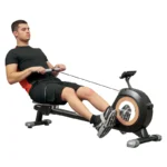 Folding Magnetic Rowing Machine with 16 Levels Quiet Resistance - Aluminium Slide Rail Rower for Home Gym Cardio