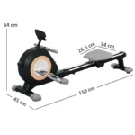 Folding Magnetic Rowing Machine with 16 Levels Quiet Resistance - Aluminium Slide Rail Rower for Home Gym Cardio - Image 2