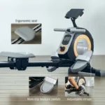 Folding Magnetic Rowing Machine with 16 Levels Quiet Resistance - Aluminium Slide Rail Rower for Home Gym Cardio - Image 5