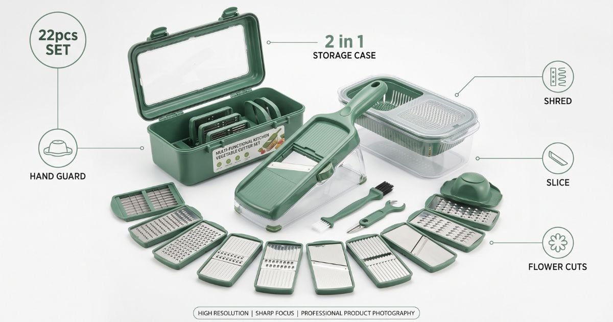 22pcs handheld vegetable cutter set 2 in 1 storage carrying case multifunctional for shred slice flower cuts review
