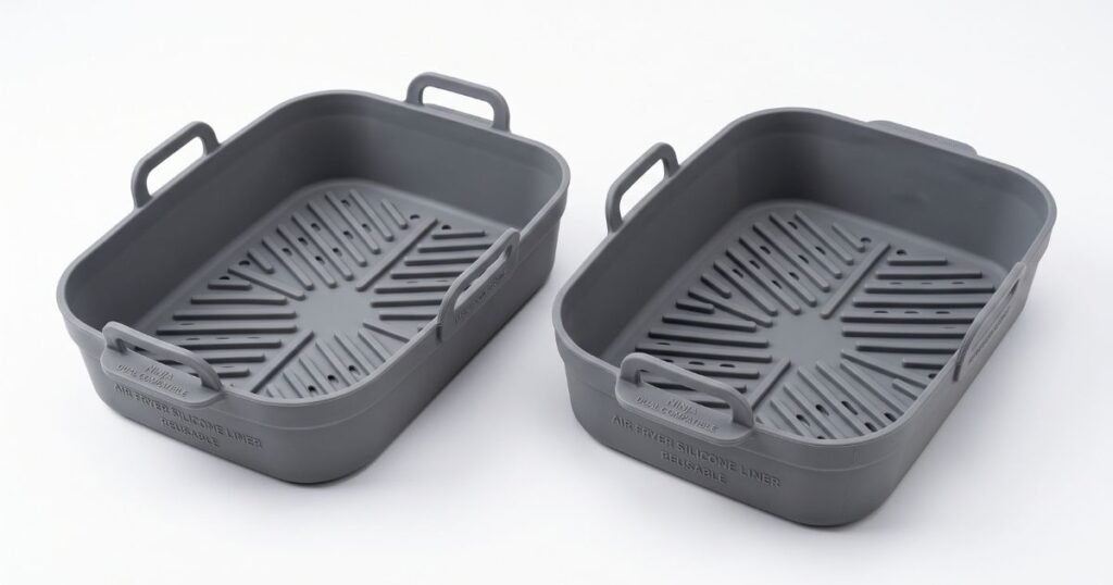 2pcs air fryer silicone liner for ninja dual air fryer accessories reusable baking pan basket oven pot liner kitchen accessories review