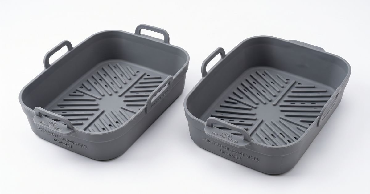 2pcs air fryer silicone liner for ninja dual air fryer accessories reusable baking pan basket oven pot liner kitchen accessories review