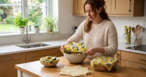 3pc set beeswax food wraps reusable environmental organic cotton wax cloth replace household plastic wrap washable lemon pattern review