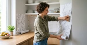 40cm marble pattern wall sticker in rolls for home decoration self adhesive wallpaper waterproof and fireproof wall art stickers review