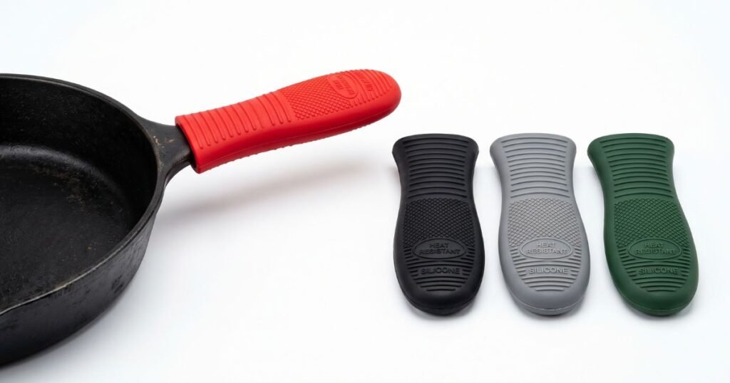 4pcs silicone assist handle holder grip cast iron skillet handle covers heat resistant non slip pot grip handle sleeves review