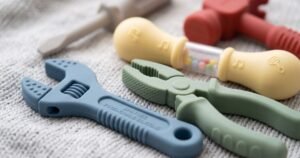 6pcs hammer spanner pliers tool teether boilable soft silicone baby baby biting gum music teething stick anti eating hand review