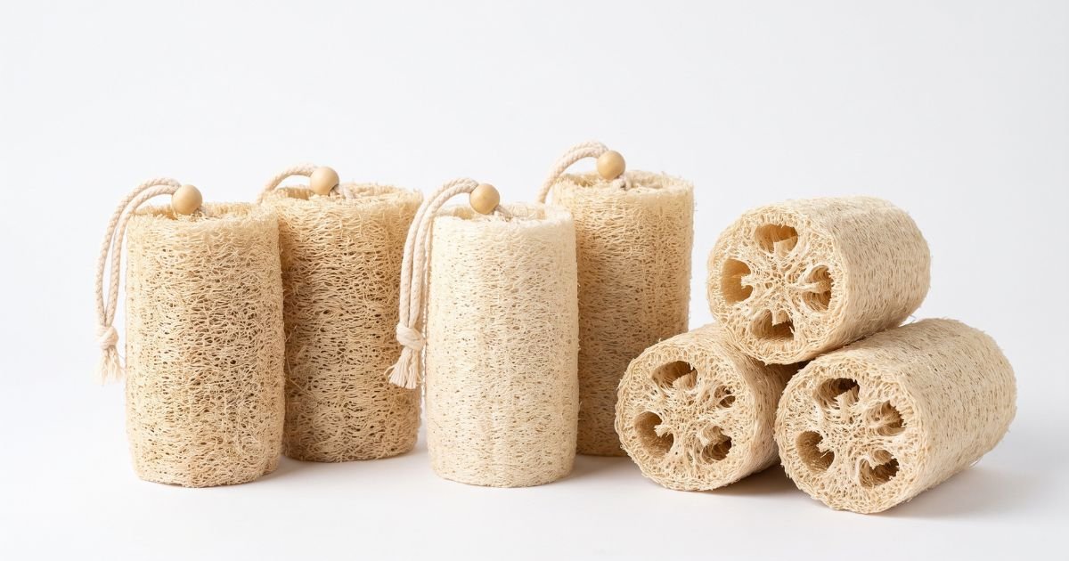 6pcs natural loofah exfoliating sponges gentle body scrubber for shower bath bamboo fiber cleaning pads review