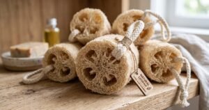 6pcs natural loofah exfoliating sponges gentle body scrubber for shower bath bamboo fiber cleaning pads review