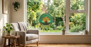 9inch tree of life wall art decor sun hanging sign round indoor outdoor window acrylic welcome plate pendant decoration review