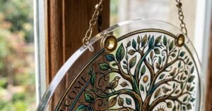 9inch tree of life wall art decor sun hanging sign round indoor outdoor window acrylic welcome plate pendant decoration review