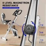 Foldable Exercise Bike with Heart Rate Sensors - 8 Resistance Level Stationary Fitness Bike, LCD Display - Image 4