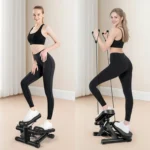 Mini Exercise Stepper with Resistance Bands & LCD Monitor - Cardio Lower Body Home Gym Workout Equipment