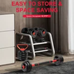 3-in-1 Adjustable Dumbbells Set 20kg with Extra Barbell Bar - Plastic-Coated Weight Plates for Home Gym - Image 5