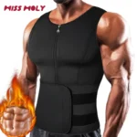 Men's Body Shaper Waist Trainer Sauna Vest - Double Belt Sweat Shirt Corset for Abdomen Slimming & Fat Burn