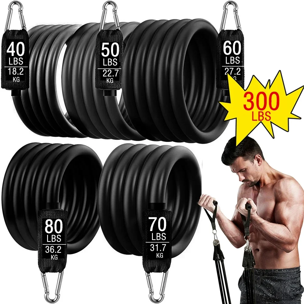 S58b56553f3344c37b16be56a9e7992d7a.webp 300lbs Resistance Bands Set with Door Anchor - Handles, Carry Bag & Ankle Straps for Home Workouts - Image 1
