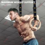 Wood Gymnastics Rings Adjustable - Double-Layer Numbered Straps with Locked Carabiners for Home Gym - Image 4