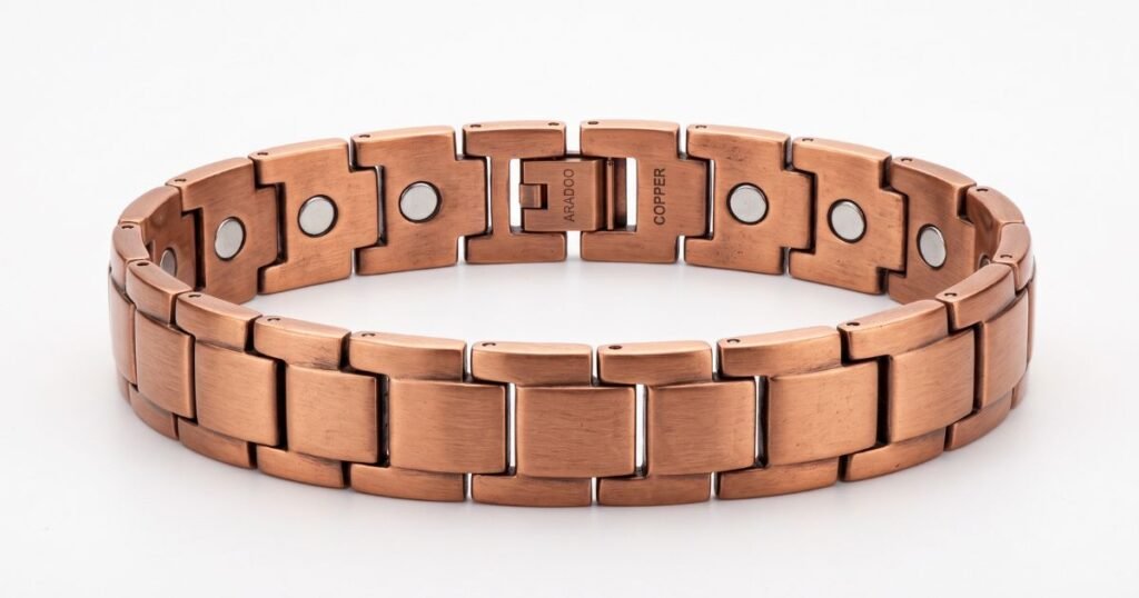 aradoo mens pure copper bracelet 3500 gauss 3x strongth magnetic therapy link bracelets review