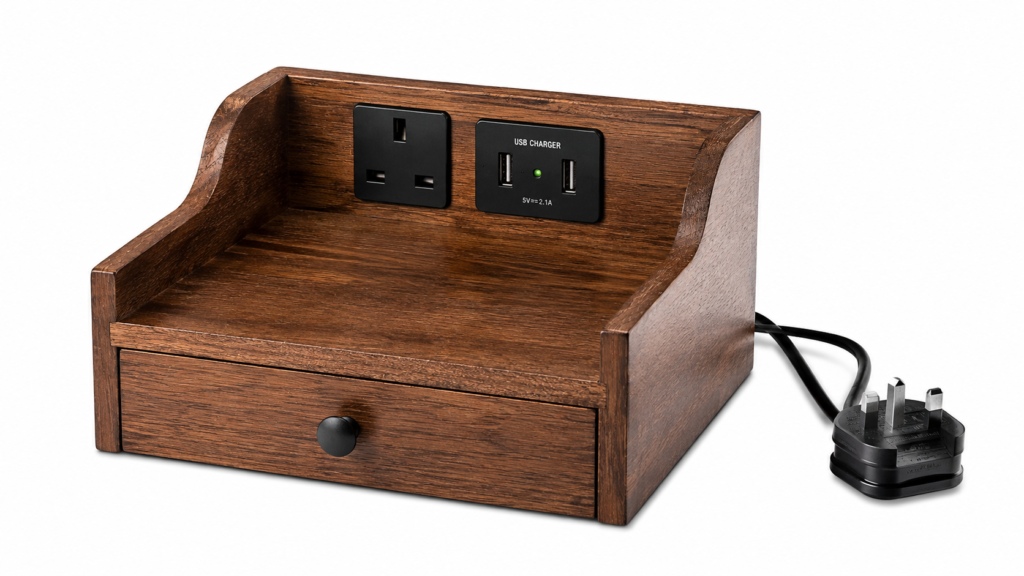 drawer wooden nightstand charging station uk plug bedside review